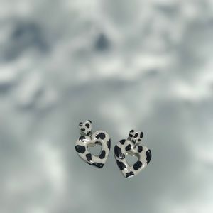 Cow heart clay earrings handmade